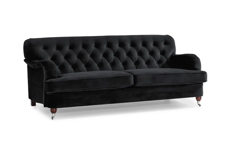 Howard Riviera 3-personers Fløjlssofa - Sort - Møbler - Sofaer - Howard sofa