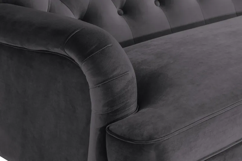 Howard Riviera 3-personers Svunget Fløjlssofa - Mørkegrå - Møbler - Sofaer - Howard sofa