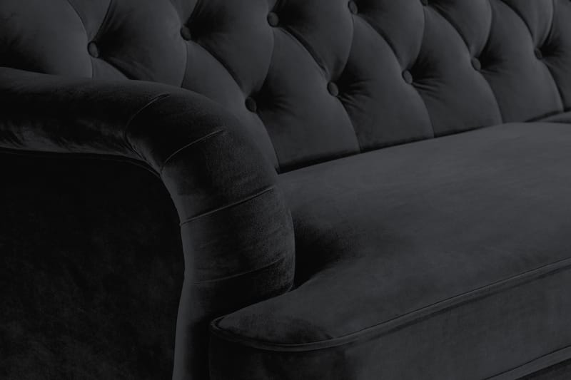 Howard Riviera Veloursofa 3-pers - Sort - Howard sofa - Velour sofaer - 3 personers sofa