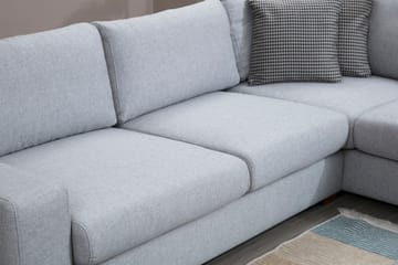 Huelva 3-personers Højre L-formet Sofa med Chaiselong Dyb med Fodskammel i Stof - Grå - Møbler - Sofaer - Sofa med chaiselong