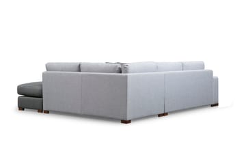 Huelva 3-personers Højre L-formet Sofa med Chaiselong Dyb med Fodskammel i Stof - Grå - Møbler - Sofaer - Sofa med chaiselong