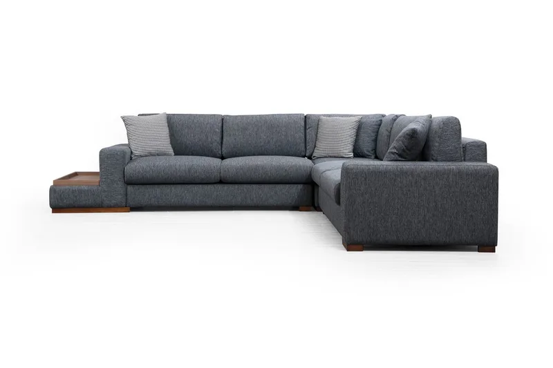 Huelva 5-personers Venstrevendt L-formet Hjørnesofa 323 cm med Sidebord i Stof, Grå