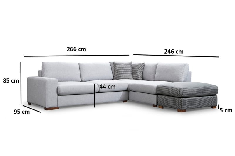 Huelva Chaiselongsofa - Grå - Møbler - Sofaer - Sofa med chaiselong