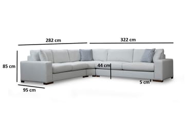 Huelva Venstrevendt L-formet Hjørnesofa 322 cm i Stof med Brede Armlæn - Isblå - Møbler - Sofaer - Hjørnesofa