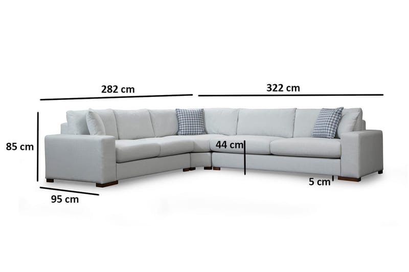 Huelva Venstrevendt L-formet Hjørnesofa 322 cm i Stof med Brede Armlæn - Isblå - Møbler - Sofaer - Hjørnesofa