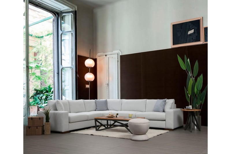 Huelva Venstrevendt L-formet Hjørnesofa 322 cm i Stof med Brede Armlæn - Isblå - Møbler - Sofaer - Hjørnesofa