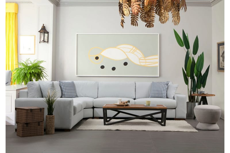 Huelva Venstrevendt L-formet Hjørnesofa 322 cm i Stof med Brede Armlæn - Isblå - Møbler - Sofaer - Hjørnesofa
