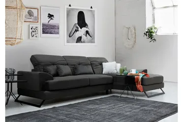 Jaraad Hjørnesofa med Chaiselong Højre - Sort - Møbler - Sofaer - Sofa med chaiselong
