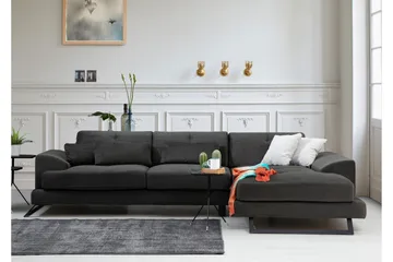 Jaraad Hjørnesofa med Chaiselong Højre - Sort - Møbler - Sofaer - Sofa med chaiselong