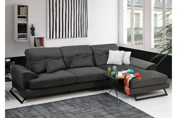 Jaraad Hjørnesofa med Chaiselong Højre - Sort - Møbler - Sofaer - Sofa med chaiselong