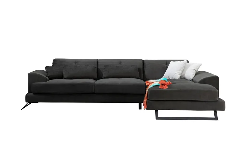 Jaraad Hjørnesofa med Chaiselong Højre, Sort