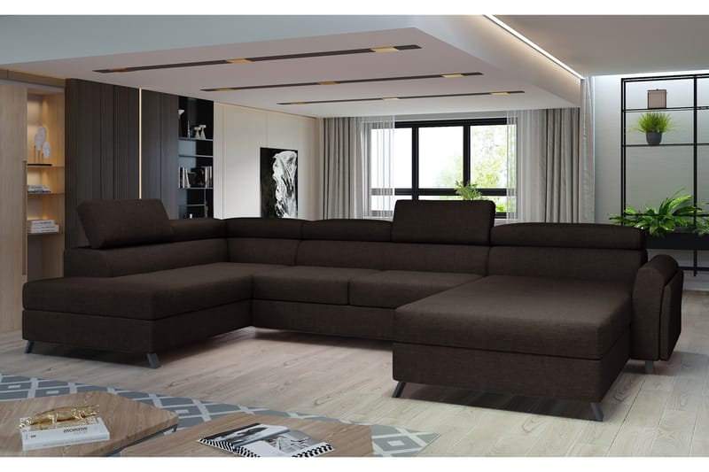 Josette U-sofa med Chaiselong Højre, Brun