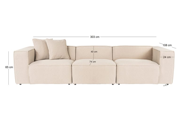 Kaolins Sofa 3-personers - Fersken - Møbler - Sofaer - Modulsofaer - Komplet modulsofa