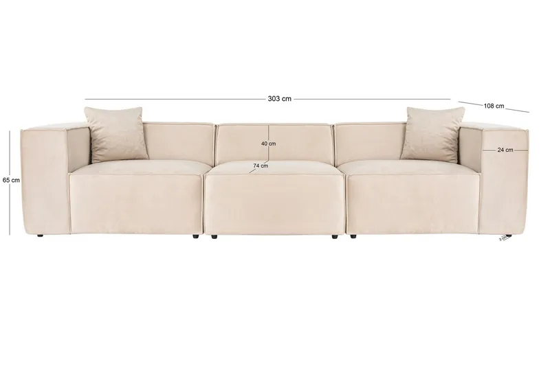Kaolins Sofa 3-personers - Creme - Møbler - Sofaer - Modulsofaer - Komplet modulsofa