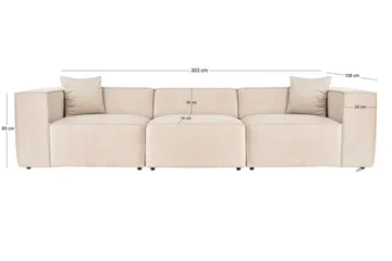 Kaolins Sofa 3-personers - Creme - Møbler - Sofaer - Modulsofaer - Komplet modulsofa