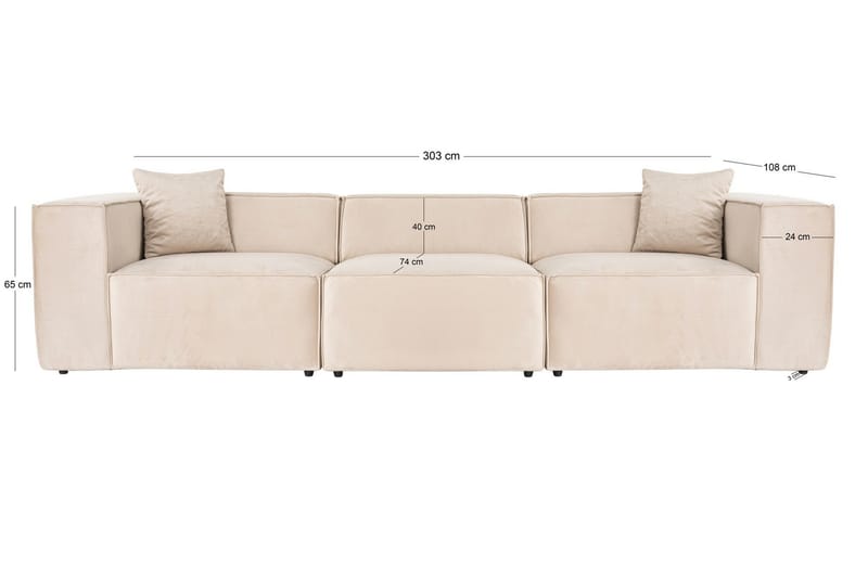 Kaolins Sofa 3-personers - Creme - Møbler - Sofaer - Modulsofaer - Komplet modulsofa