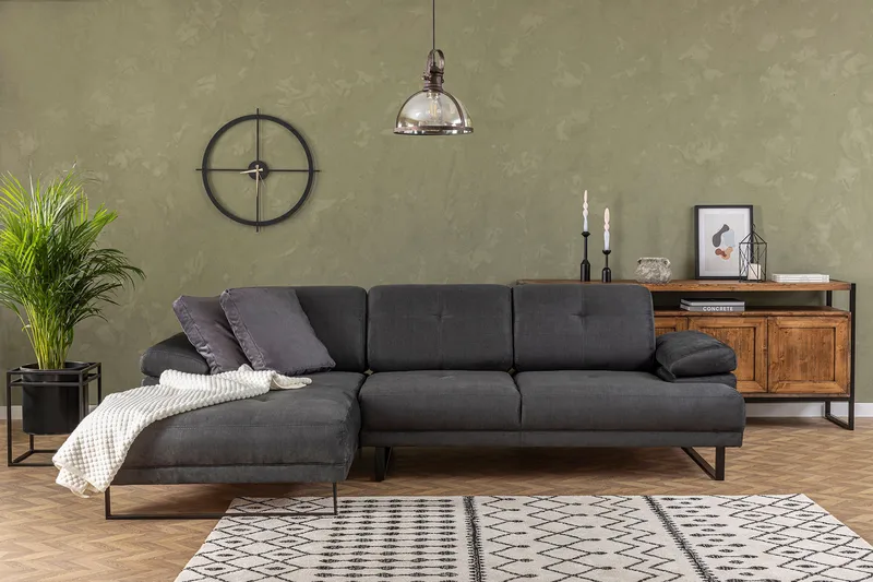Kitimat 3-personers Venstrevendt L-formet Sofa med Chaiselong 274 cm i Stof, Grå