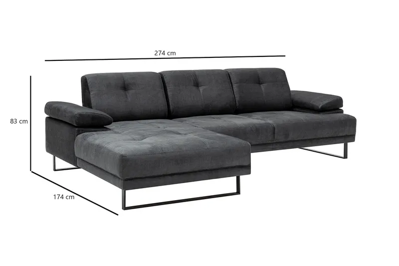 Kitimat Chaiselongsofa 3-personers - Antracit - Møbler - Sofaer - Sofa med chaiselong