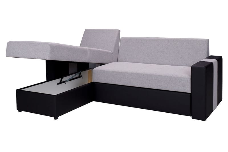 Aden Hjørnesofa Venstre - Grå/Sort - Møbler - Sofaer - Lædersofaer