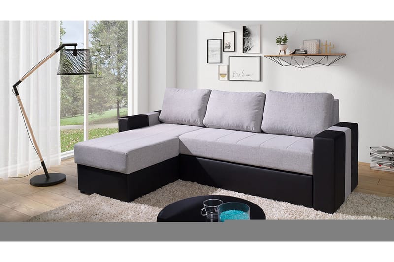 Aden Hjørnesofa Venstre - Grå/Sort - Møbler - Sofaer - Lædersofaer