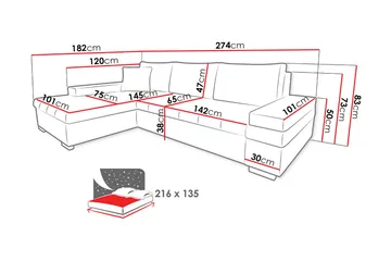 Bangkok Sovesofa med diva 274x182x83 cm - Møbler - Sofaer - Lædersofaer