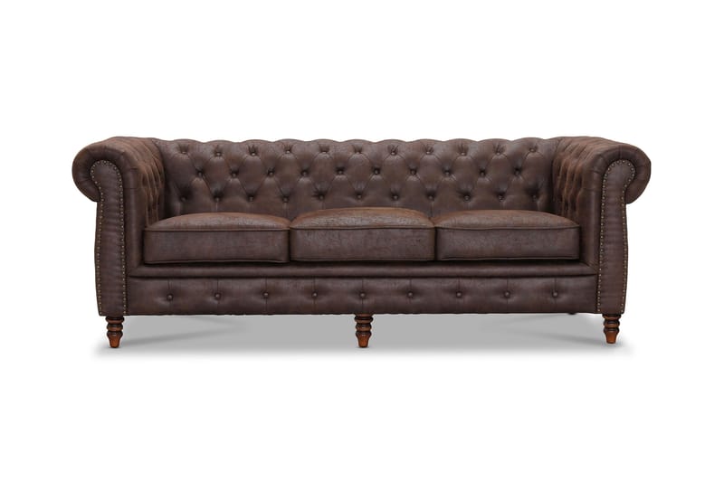 Cambridge 3-pers Sofa - Brun - Lædersofaer - Chesterfield sofaer - 3 personers sofa