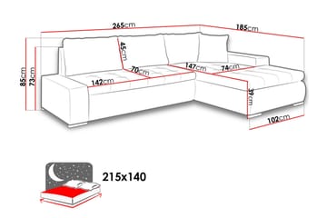 Cerys Sovesofa med diva 265x185x85 cm - Møbler - Sofaer - Sovesofaer - Sovesofa chaiselong