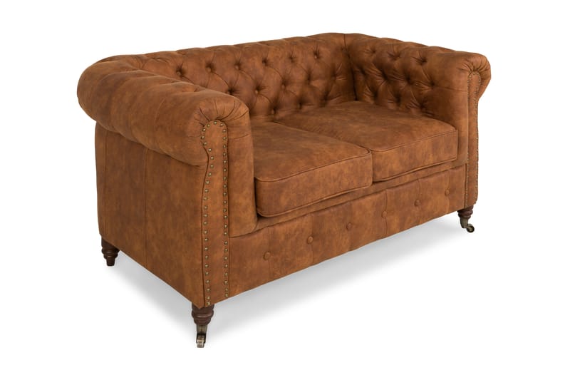 Chesterfield Deluxe 2-pers Sofa - Cognac - Lædersofaer - 2 personers sofa - Chesterfield sofaer