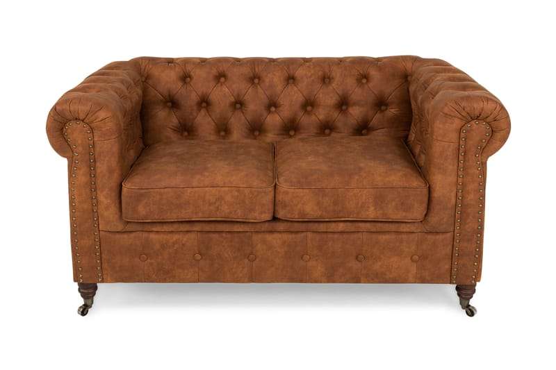 Chesterfield Deluxe 2-pers Sofa - Cognac - Lædersofaer - 2 personers sofa - Chesterfield sofaer