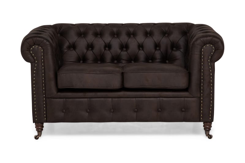 Chesterfield Deluxe 2-pers Sofa - Mørkebrun - Lædersofaer - 2 personers sofa - Chesterfield sofaer