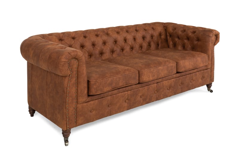 Chesterfield Deluxe 3-pers Sofa - Cognac - Lædersofaer - Chesterfield sofaer - 3 personers sofa