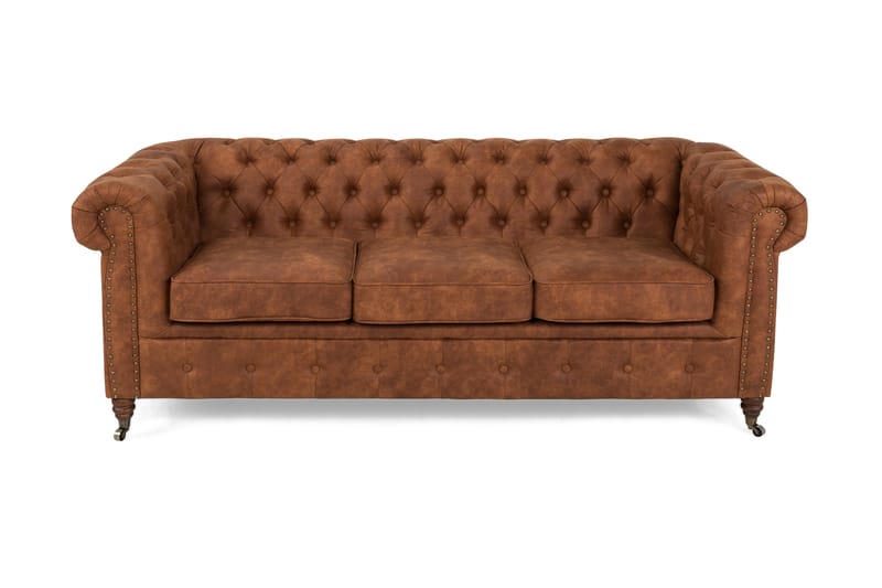 Chesterfield Deluxe 3-pers Sofa - Cognac - Lædersofaer - Chesterfield sofaer - 3 personers sofa