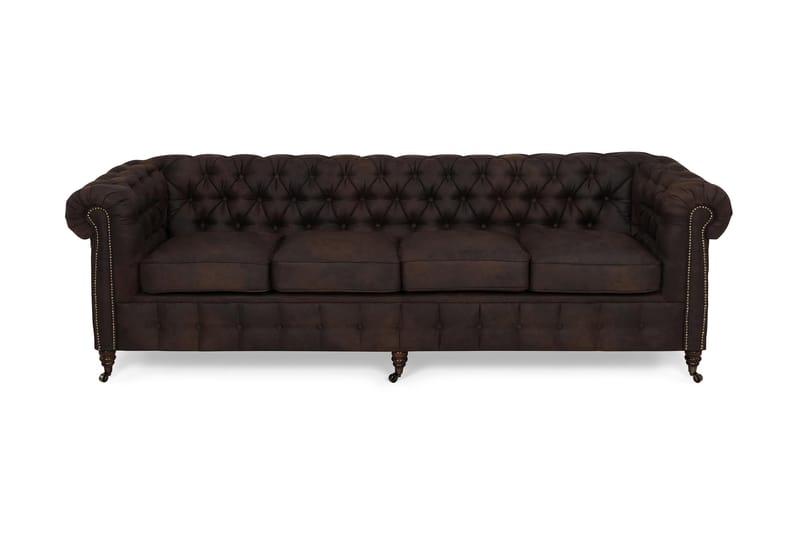 Chesterfield Deluxe 4-pers Sofa - Mørkebrun - Lædersofaer - Chesterfield sofaer - 4 personers sofa