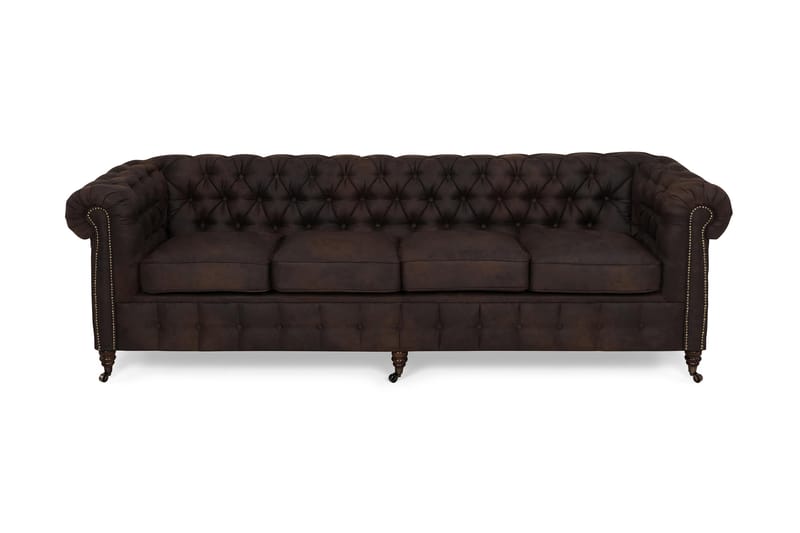 Chesterfield Deluxe 4-pers Sofa - Mørkebrun - Lædersofaer - 4 personers sofa - Chesterfield sofaer