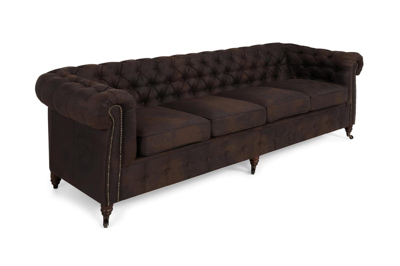 Chesterfield Deluxe 4-pers Sofa - Mørkebrun - Lædersofaer - Chesterfield sofaer - 4 personers sofa