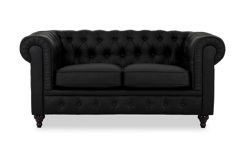 Chesterfield Lyx Sofa 2-pers Kunstlæder - Sort - Lædersofaer - 2 personers sofa - Chesterfield sofaer