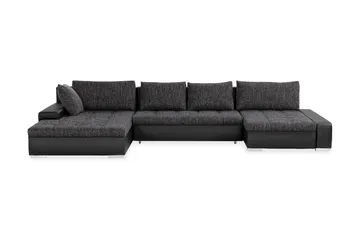 Cillo U-Sovesofa Vendbar Kunstlæder - Sort/Mørkegrå - Møbler - Sofaer - Lædersofaer