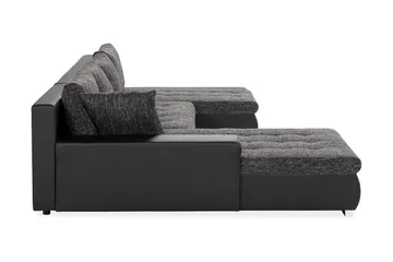 Cillo U-Sovesofa Vendbar Kunstlæder - Sort/Mørkegrå - Møbler - Sofaer - Lædersofaer