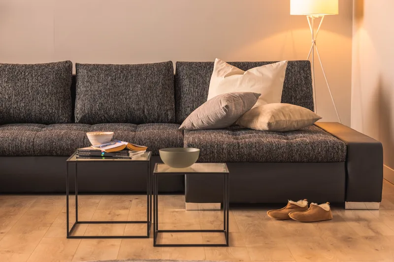 Cillo U-Sovesofa Vendbar Kunstlæder - Sort/Mørkegrå - Møbler - Sofaer - Lædersofaer