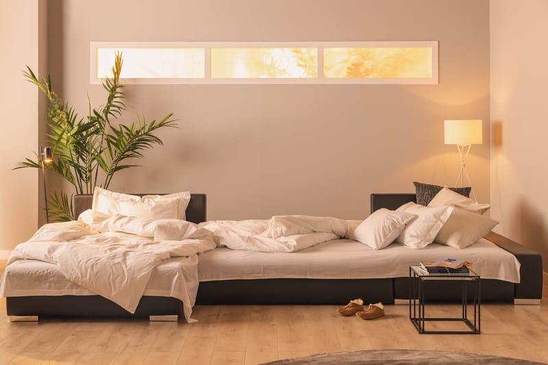 Cillo U-Sovesofa Vendbar Kunstlæder - Sort/Mørkegrå - Møbler - Sofaer - Lædersofaer