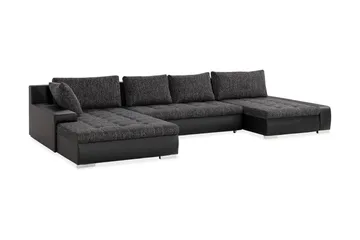 Cillo U-Sovesofa Vendbar Kunstlæder - Sort/Mørkegrå - Møbler - Sofaer - Lædersofaer
