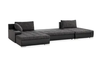 Cillo U-Sovesofa Vendbar Kunstlæder - Sort/Mørkegrå - Møbler - Sofaer - Lædersofaer