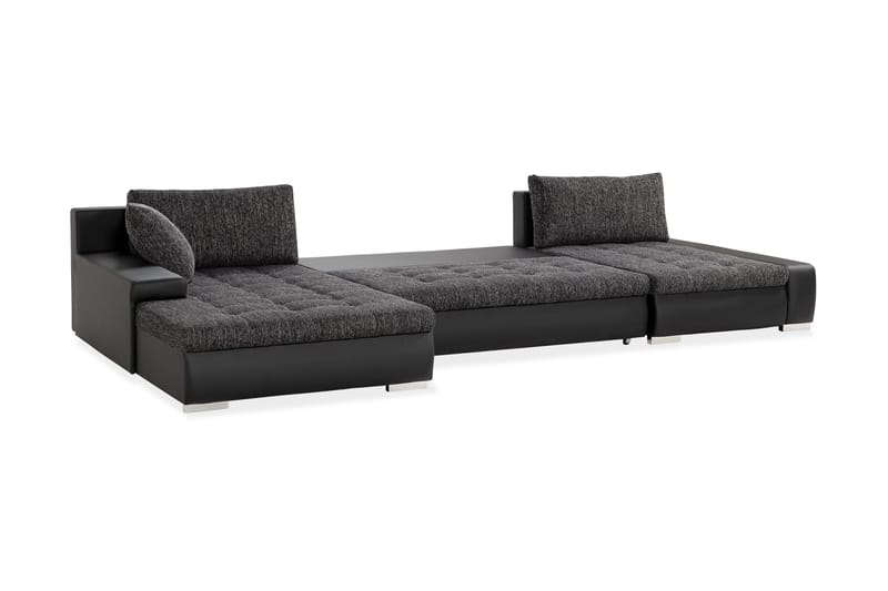 Cillo U-Sovesofa Vendbar Kunstlæder - Sort/Mørkegrå - Møbler - Sofaer - Lædersofaer