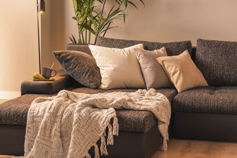 Cillo U-Sovesofa Vendbar Kunstlæder - Sort/Mørkegrå - Møbler - Sofaer - Lædersofaer