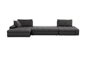 Cillo U-Sovesofa Vendbar Kunstlæder - Sort/Mørkegrå - Møbler - Sofaer - Lædersofaer