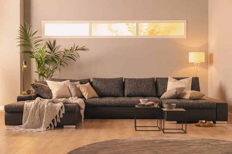 Cillo U-Sovesofa Vendbar Kunstlæder - Sort/Mørkegrå - Møbler - Sofaer - Lædersofaer