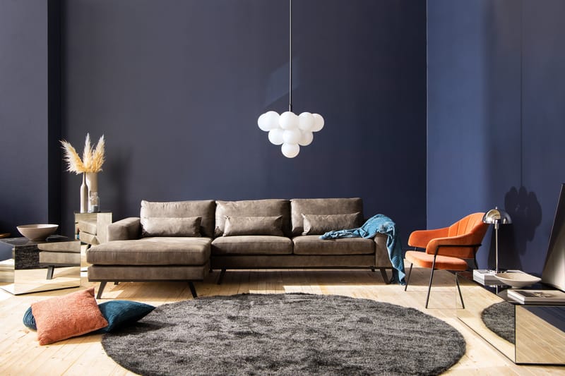 Copenhagen 4-personers Venstrevendt L-formet Divansofa i Kunstlæder - Mørkegrå - Møbler - Sofaer - Lædersofaer