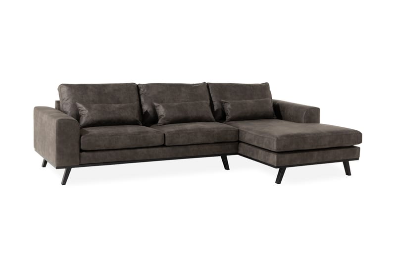 Copenhagen 4-personers Højrevendt L-formet Divansofa i Kunstlæder - Mørkegrå - Møbler - Sofaer - Lædersofaer