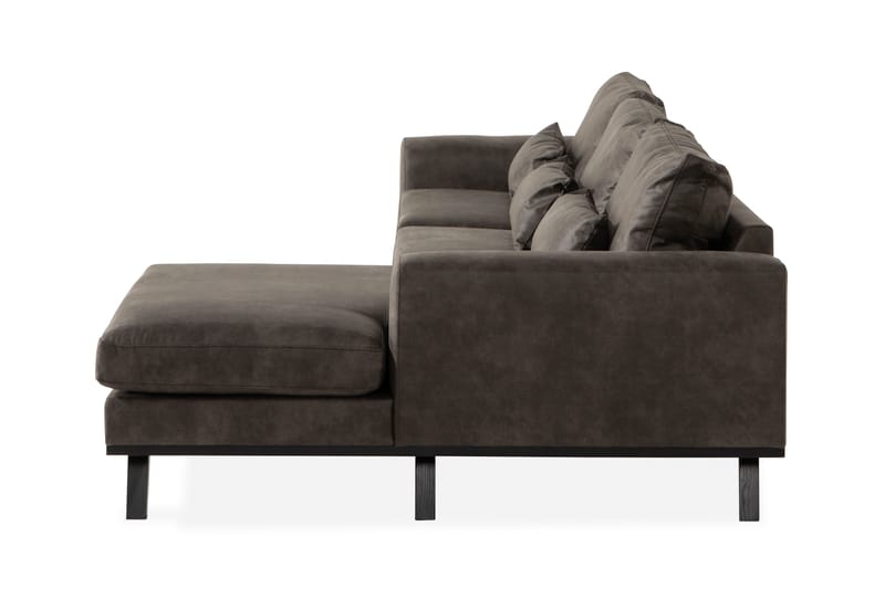 Copenhagen 4-personers Højrevendt L-formet Divansofa i Kunstlæder - Mørkegrå - Møbler - Sofaer - Lædersofaer