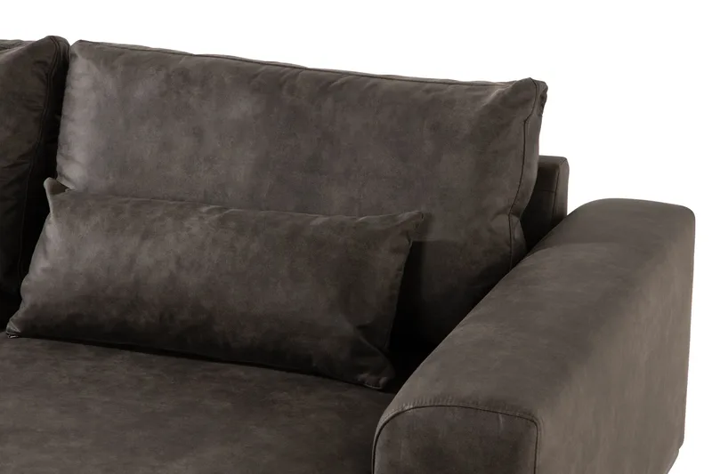 Copenhagen 4-personers Højrevendt L-formet Divansofa i Kunstlæder - Mørkegrå - Møbler - Sofaer - Lædersofaer